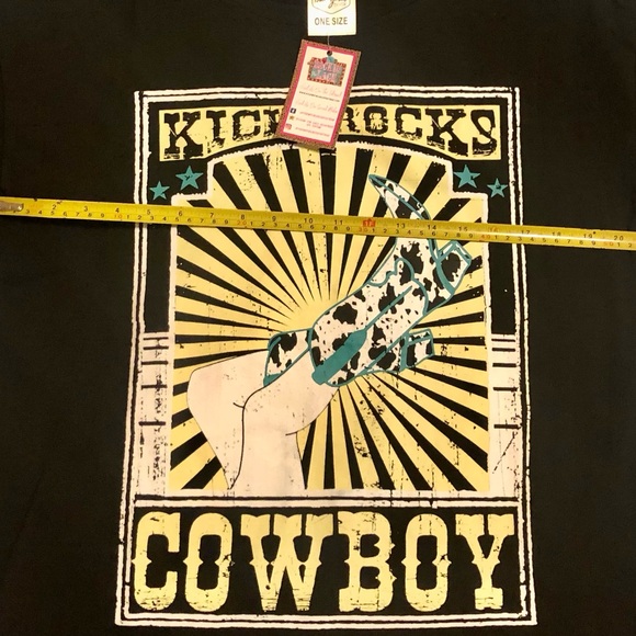 NWT “Kick Rocks Cowboy” OS dress/tunic top - cowgirl boot graphic - Picture 4 of 7